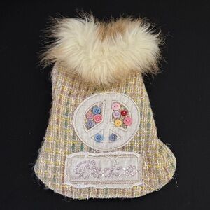 Stylish Multicolor Dog Sweater with Faux Fur Collar